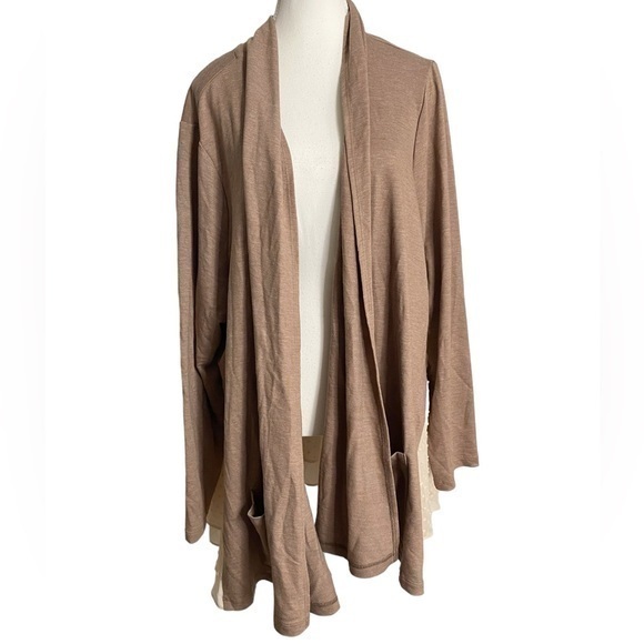 LOGO by Lori Goldstein Sweaters - LOGO Lounge Lori Goldstein open Cardigan Chiffon hem detail